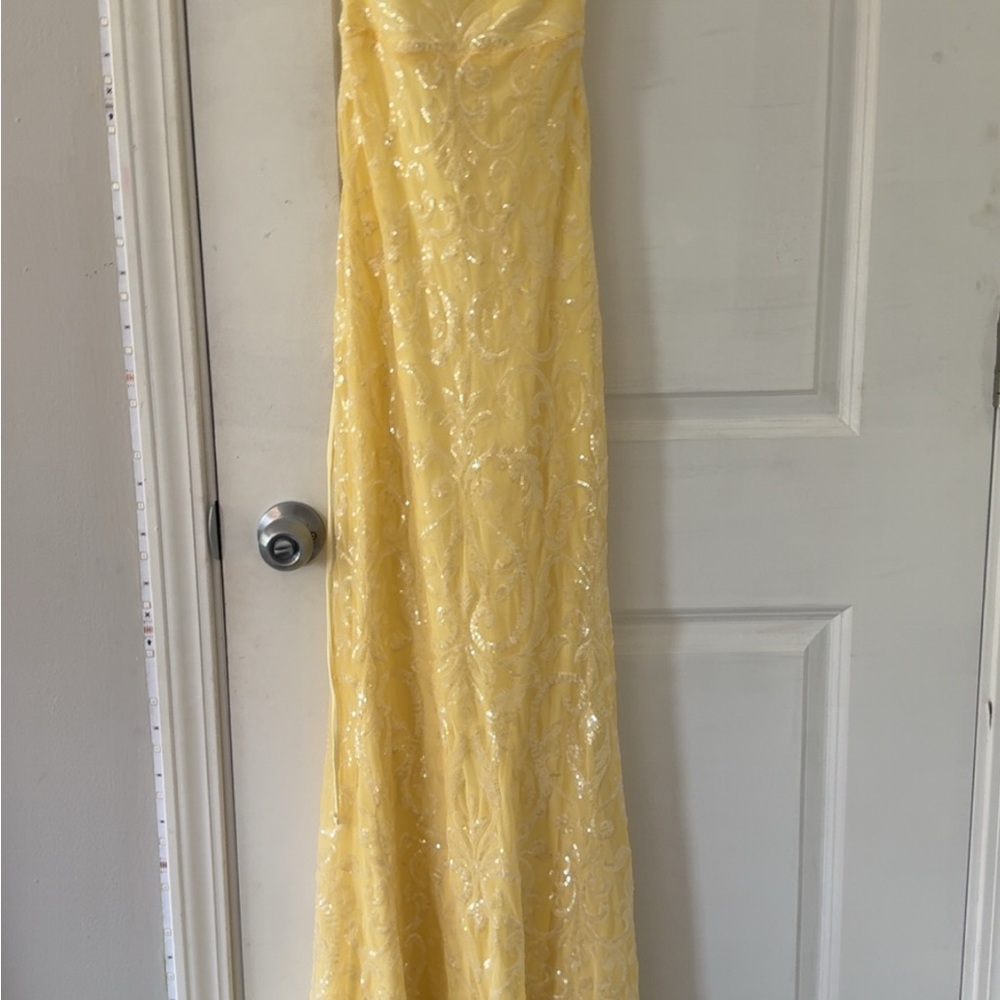 Elegant Yellow Sequin Gown